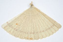 A 19th century Chinese ivory brise fan:,