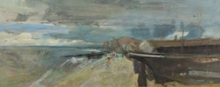 Frederick Cuming R.A.[b.1930]- 'Boats at Hythe':- signed bottom right, inscribed with title on a
