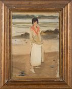 * Sir William Oliphant Hutchison [1889-1970]- 
Girl on a shore:-
oil sketch on board
29 x 21cm.