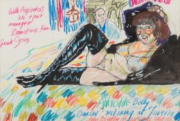 * John Randall Bratby [1928-1992]-
Aphrodite Belly Dancer reclining at Taverna:-
signed and