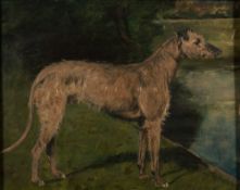 English School-
An Irish deerhound, a study:-
inscribed on reverse 'Chelmsford 1906, Crusher-Duke,