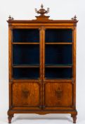 A 19th Century satinwood and marquetry, gilt metal mounted display cabinet:,