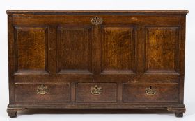 An 18th Century oak rectangular dower chest:,