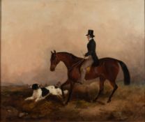 Circle of John Boultbee [1753-1812]-
A gentleman mounted on a chestnut hunter, in a landscape,
