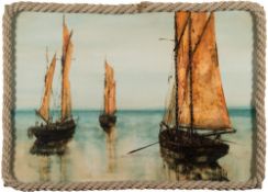 * Anthony Amos [1950-2010]-
Trawlers in a calm:-
signed lower right
oil on hard plastic
69 x 100cm,