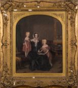 Manner of Andrew Geddes [circa 1840-1850]-
A mother and two children on a chaise in a salon