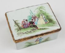 A late 18th century German enamel box: of rectangular outline,