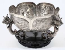 A Chinese silver bowl, maker Wang Hing & Co, Hong Kong: of lobed circular form,