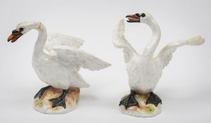 A pair of Meissen figures of swans: modelled after the originals by J.J.