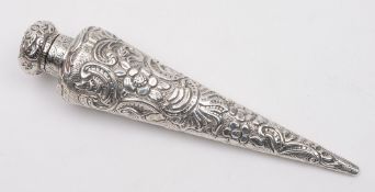 A Victorian silver scent bottle, maker H&A, Birmingham, 1885: monogrammed,
