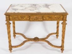 A French carved giltwood rectangular centre table:,
