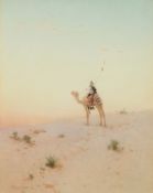 Robert GeorgeTalbot Kelly [1861-1934]-
Camel and rider in a desert sunset:-
signed,