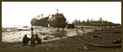 Noel Chanan [b.1939]-
Chinese vessel 'Tongshun' at the breakers yard, Alang Beach, Gujarat.
