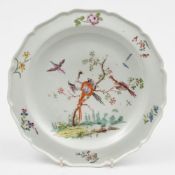An early Worcester plate: of silver shape,