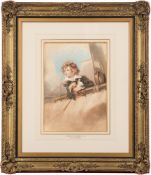 Arthur Hacker [1859-1919]-
A Midshipman with telescope among topsails,