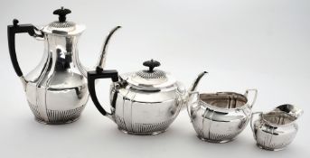 An Edward VII matched silver four-piece tea and coffee service, maker Henry Stratford, London 1901,