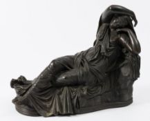 After Ferdinand Barbedienne (1810 - 1892) 
A patinated bronze study of Erato: the reclining