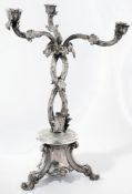 A Victorian silver three-branch candelabrum, maker Benjamin Smith III, London,