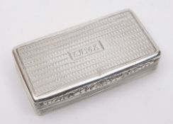 A William IV silver snuff box, maker Edward Smith, Birmingham, 1834: initialled,