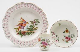 A Derby plate and a Derby coffee cup and saucer:.