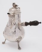 A 19th century French silver chocolate pot: of baluster form,