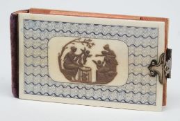 A 19th century ivory aide memoire: of rectangular outline,
