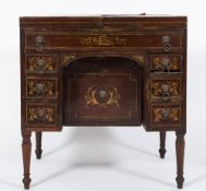 An early 19th Century mahogany, inlaid and decorated enclosed washstand:,