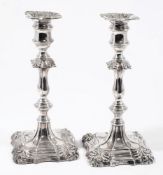 A pair of William IV silver candlesticks, maker Kitchen, Walker & Curr, Sheffield,