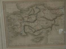HALL, Sydney - Asia Minor : map with outline colouring, 240 x 185 mm, framed & glazed, 19th cent.