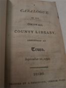 A Catalogue of the Cornwall County Library, Instituted at Truro, September 25, 1702.,: later hf. cf.