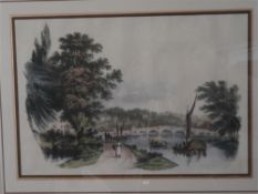 RICHMOND, SURREY: A large vignette lithograph, hand-coloured by G.