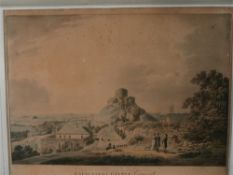 LAUNCESTON CASTLE : hand coloured aquatint by F. Jukes, drawn by Wm.