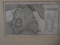 WHITTAKER, G & W.B - Devonshire : hand coloured map, 180 x 105 mm, framed & glazed, early 19th cent.