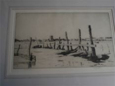 * Martin Hardy [1875-1952]- Low tide on the Norfolk Coast:- etching,