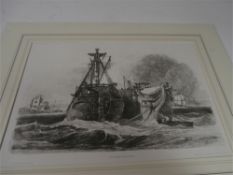 PROUT, Samuel : Stonehouse Pool, uncoloured mounted soft-ground etching, 390 x 260 mm, 1811.