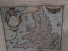 LHUYD, Humphrey : Angeiae Regni [England & Wales],  hand coloured map, 465 x 380 mm,