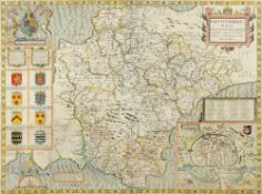 SPEED, John - Devon Shire with Excester Described : [English text], hand coloured map, 380 x 515 mm,