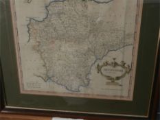 MORDEN, Robert - Devonshire coloured map, 310 x 350mm, framed and glazed, modern facsimile copy.
