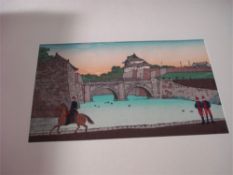 A limited edition of copies of woodblock prints by Inoue Yasuji (1864 - 1889) published 1968,
