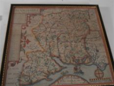 HOLE, William - Hamshire (Hampshire),: hand-coloured map, 320 x 295mm., possibly laid down., c.