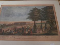 A coloured engraving: The North Prospect of London from the bowling green at Islington(damaged) and