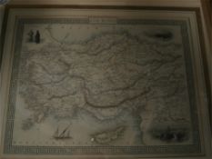 TALLIS, John - Asia Minor : map with outline colouring, 325 x 250 mm, framed & glazed, c1860.