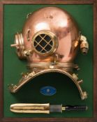 A display mounted half section 12-bolt square corselet helmet by C E Heinke & Co Ltd, London,