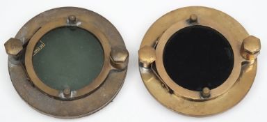 Two diving helmet front windows with welding visors:,