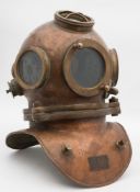 A German 3-bolt diving helmet by FR Flohr, Kiel:, four observation windows ,