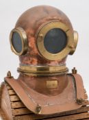 A Russian 6-bolt diving helmet with square corselet:, circular side and front window,