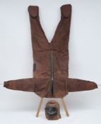 A WWI period open submersible or rebreather diving suit:,