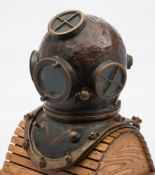 A Swedish 12-bolt diving helmet by Erik Andersson:, the circular top and side windows with guards,