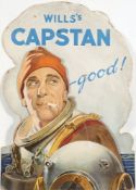 An early 20th century Wills Capstan Cigarettes diver advertising display board:,