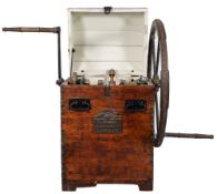 A 19th century triple cylinder single acting diver's pump with water pump pulley by A Siebe,